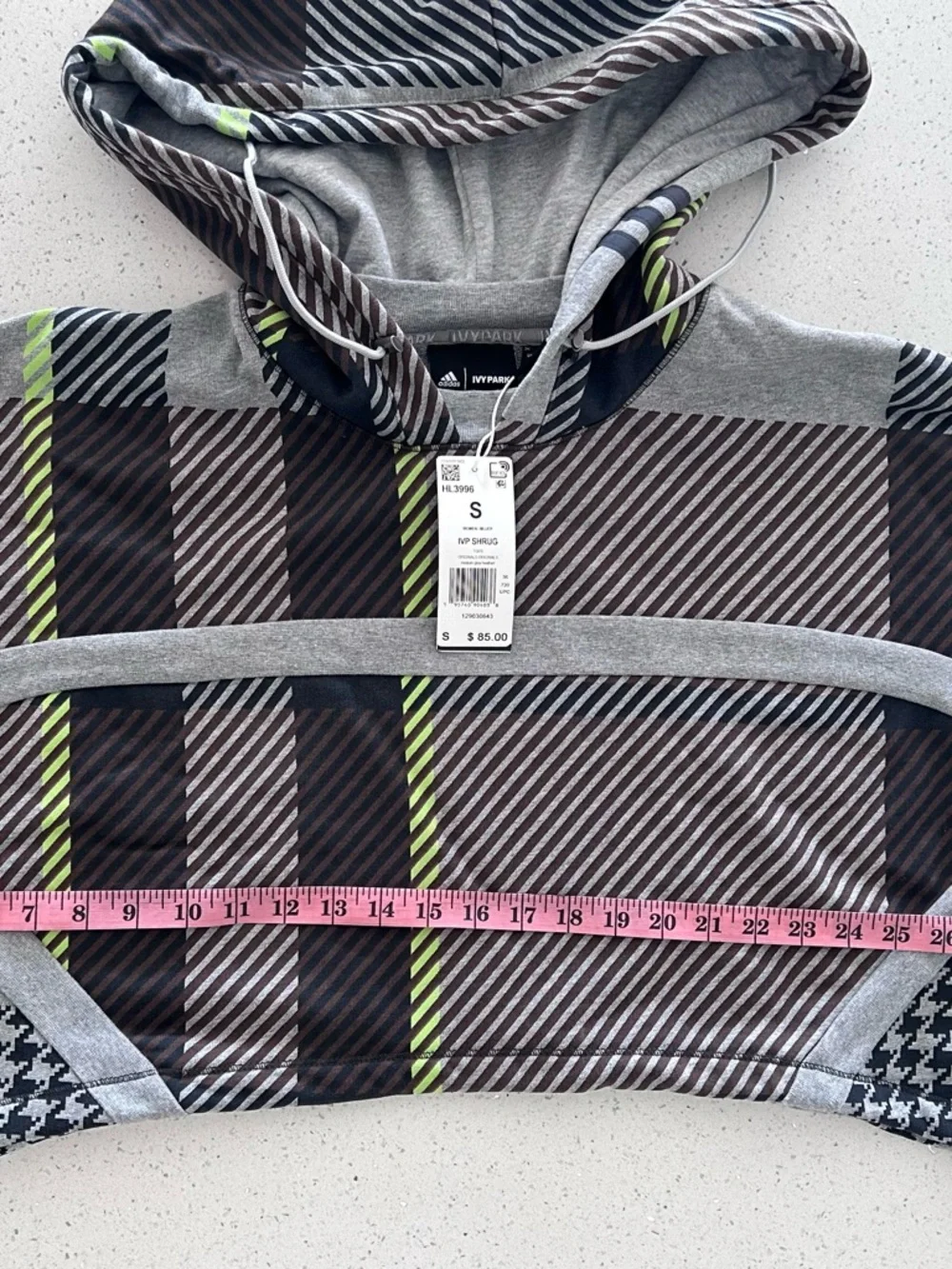 adidas Ivy Park Oversized Striped Shrug in Gray, Brown & Neon Green size S - Picture 12 of 13